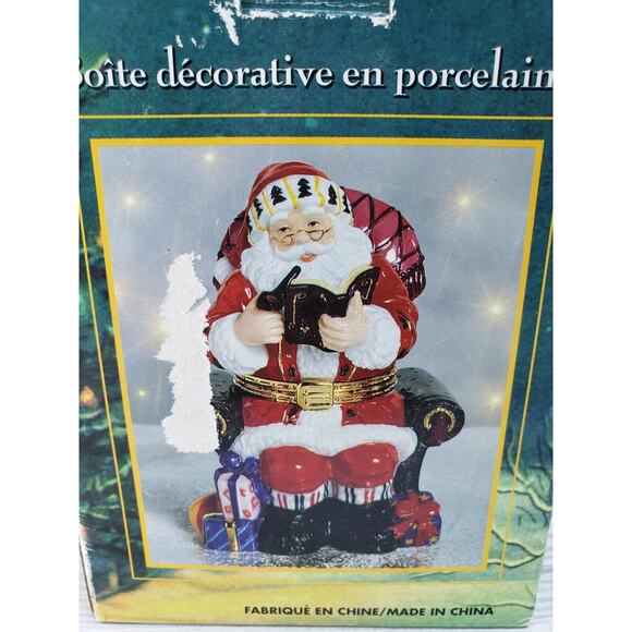 Traditions Porcelain Christmas Santa Claus Hinged Decorative Trinket Box - Picture 2 of 7